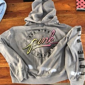 Gray zip up PINK sweatshirt